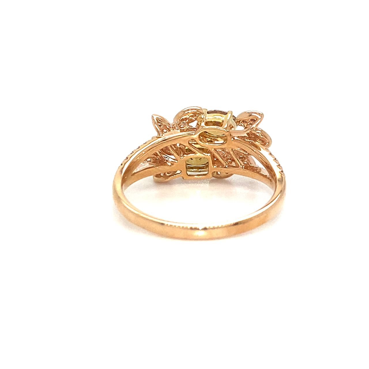 18K Rose Gold Double Deck YD Glam Diamond Ring