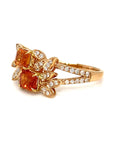 18K Rose Gold Double Deck Emerald Shape Sapphires Glam Diamond Ring