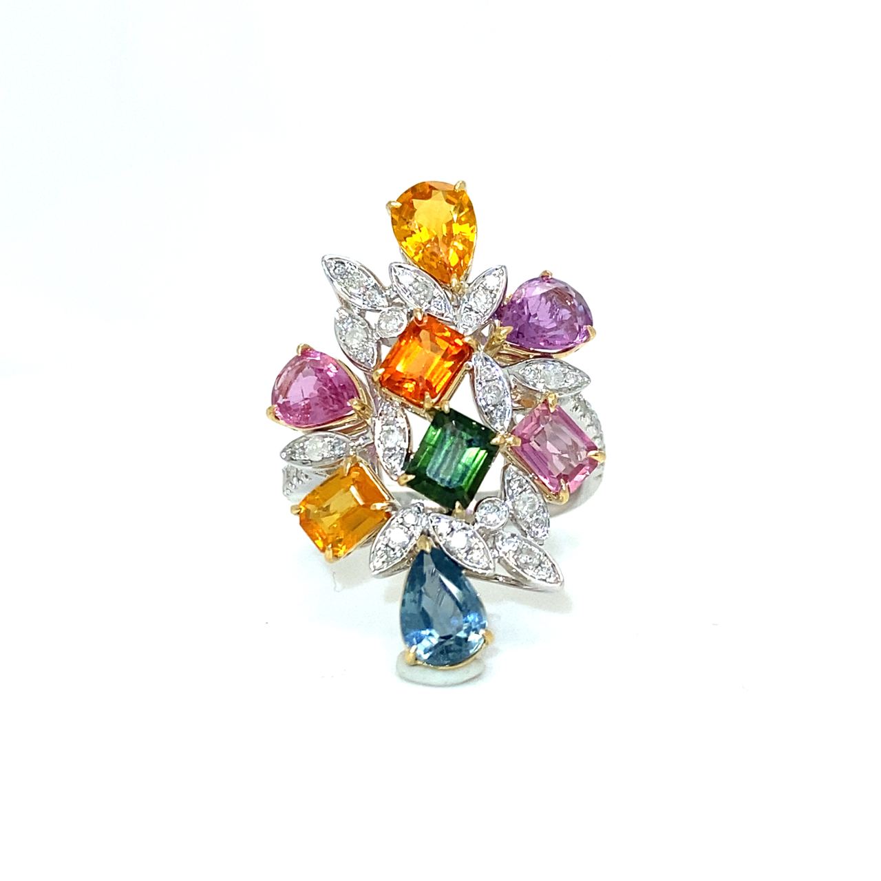 18K WhiteYellow Gold Fancy Sapphire Ring
