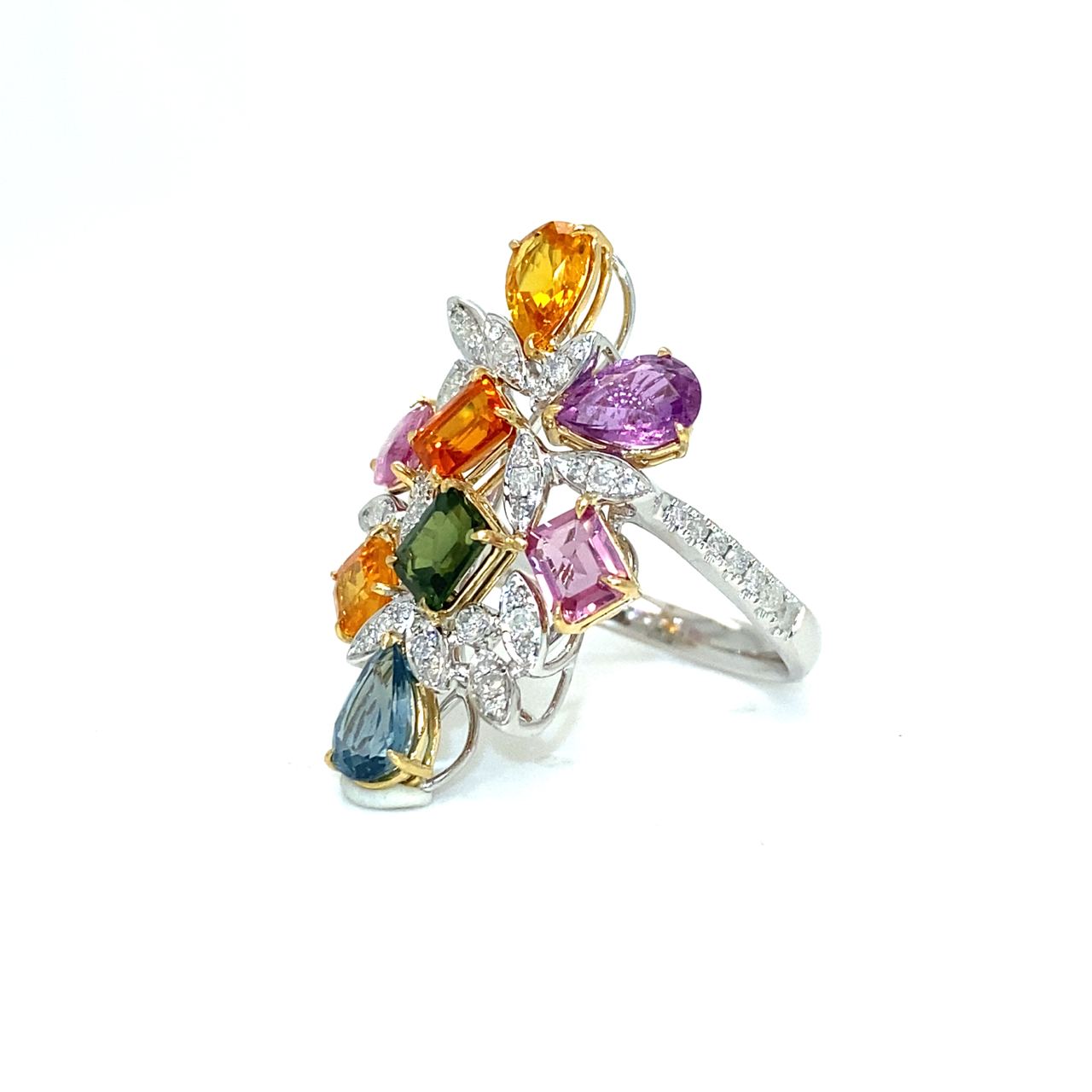 18K WhiteYellow Gold Fancy Sapphire Ring