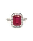18K White Gold Ruby Halo Diamond Elizabeth Diamond Ring