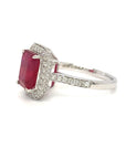18K White Gold Ruby Halo Diamond Elizabeth Diamond Ring
