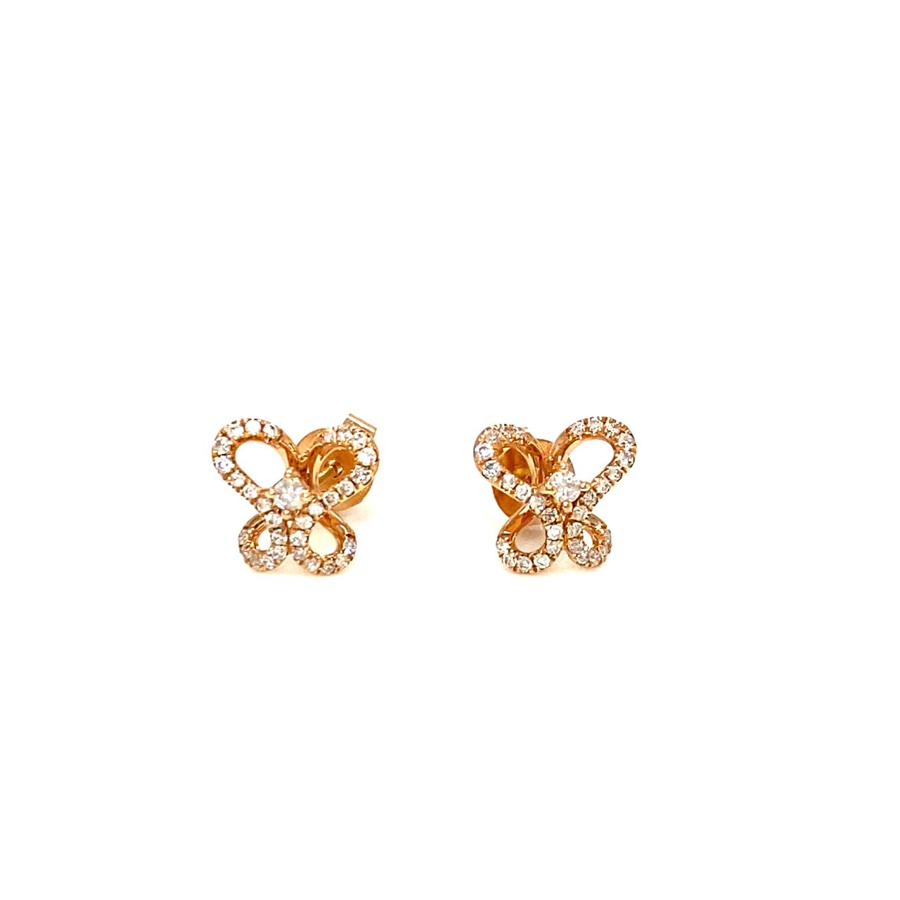 18K Rose Gold Small Holo Butterfly Diamond Earrings