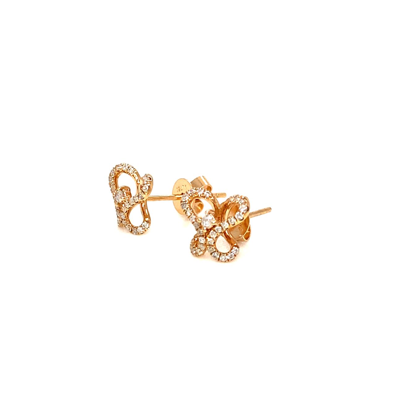 18K Rose Gold Small Holo Butterfly Diamond Earrings