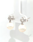 18K White Gold Kite Diamond Pearl Earrings