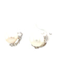 18K White Gold Four Diamond Pearl Earrings