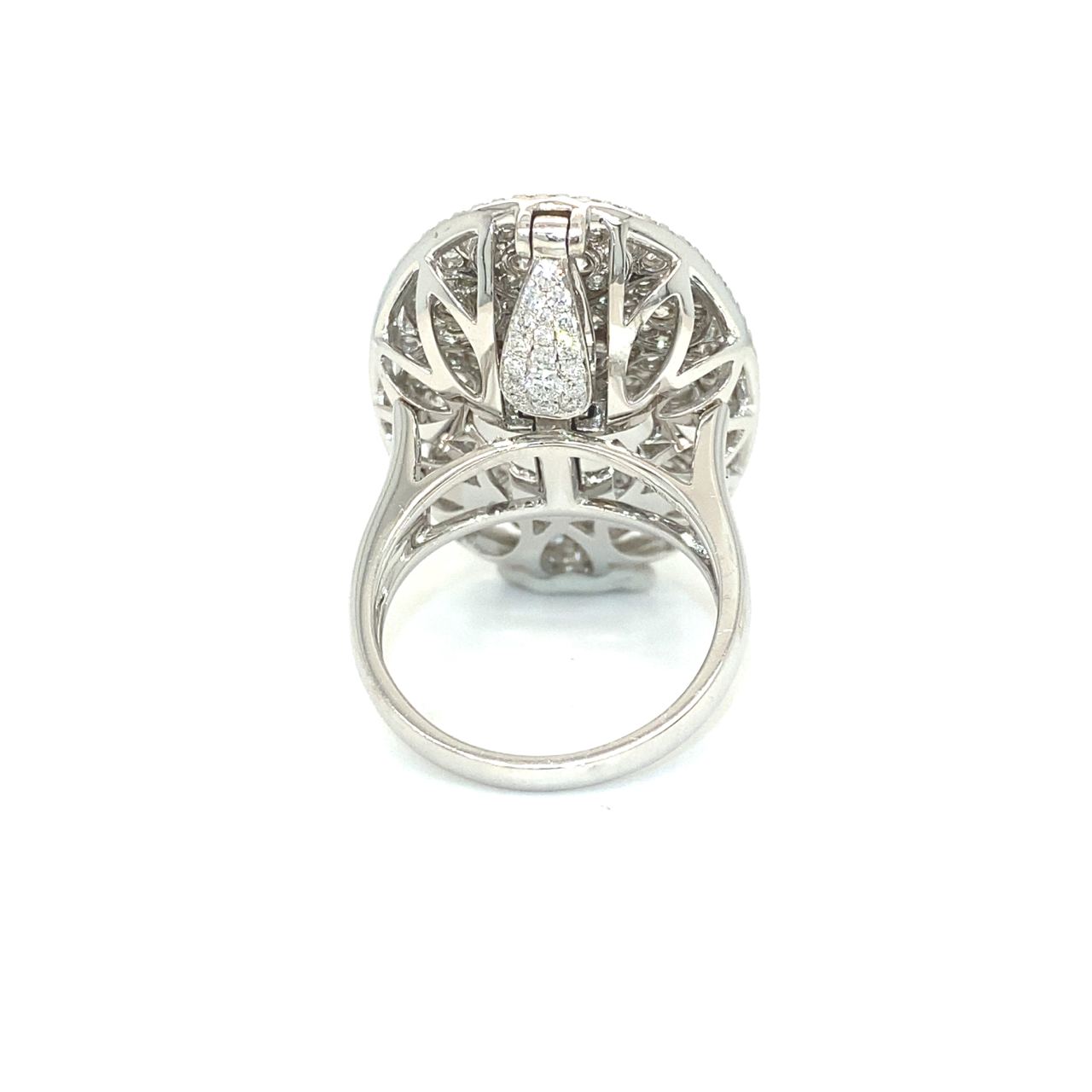 18K White Gold Six Layers Lotus Cluster Diamond Ring