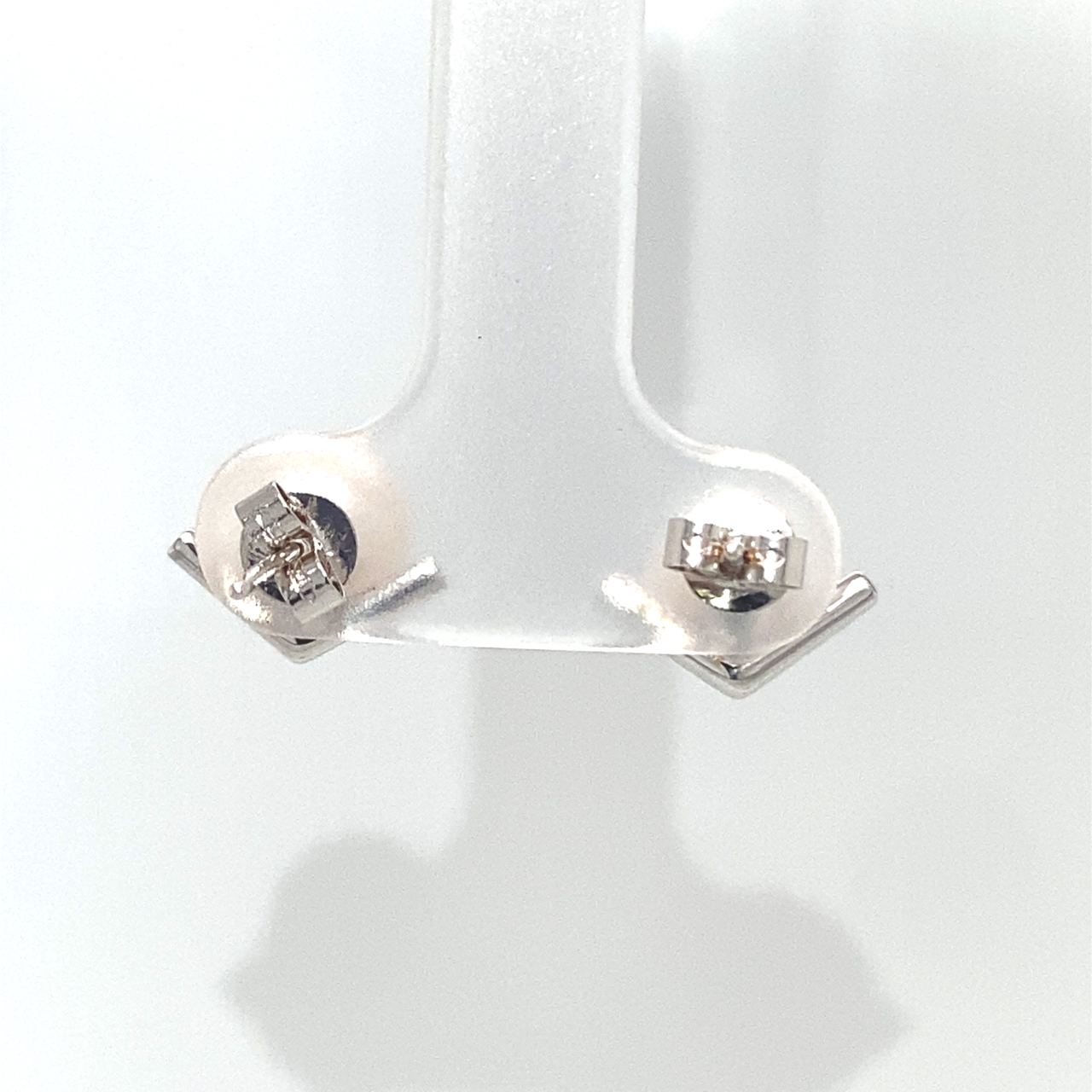 18K White Gold V Shape Diamond Pearl Earrings