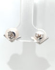 18K White Gold V Shape Diamond Pearl Earrings