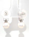 18K White Gold Double Pave Pearl Diamond Earrings