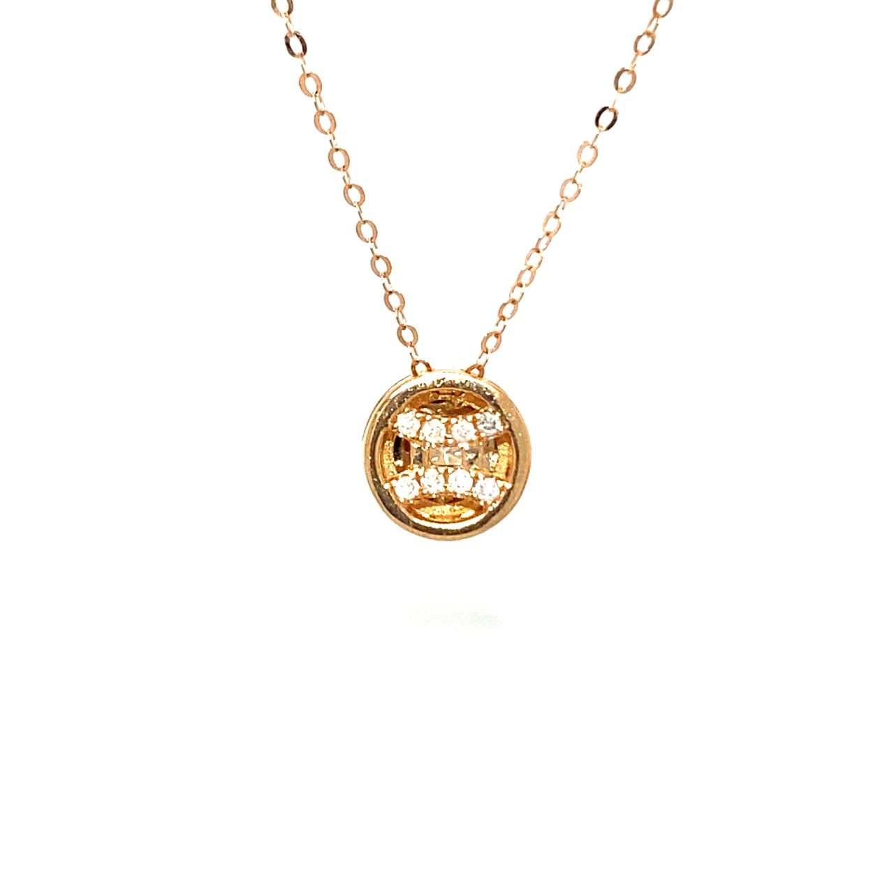 18K Rose Gold Circle Gemini Diamond Necklace