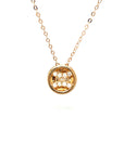 18K Rose Gold Circle Gemini Diamond Necklace