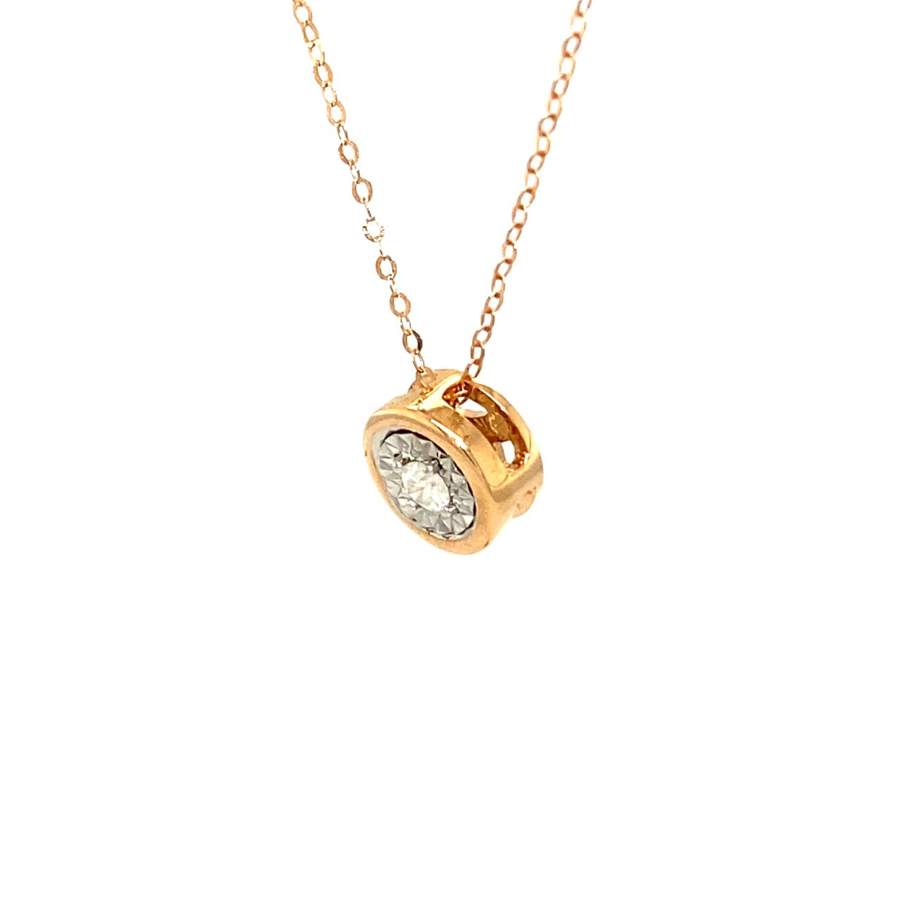 18K Rose Gold Circle Gemini Diamond Necklace