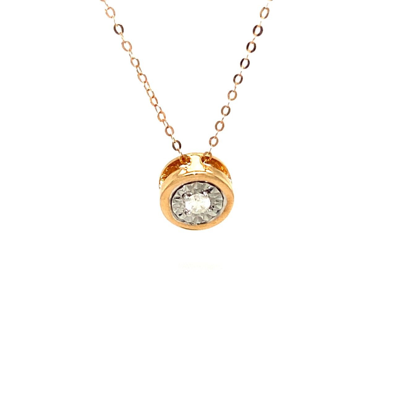 18K Rose Gold Circle Gemini Diamond Necklace