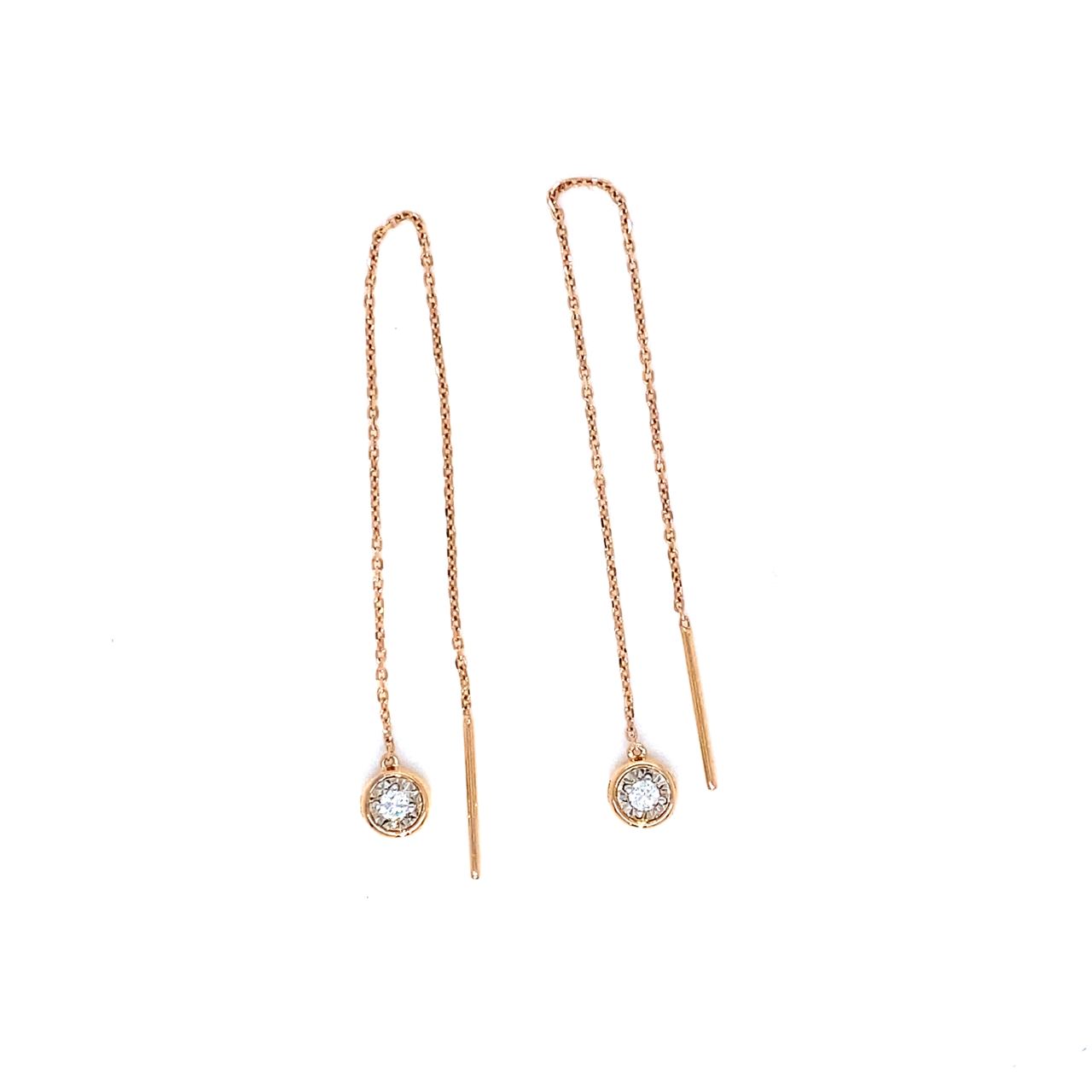 18K Rose Gold Dangle Swing Illusion Round Earrings