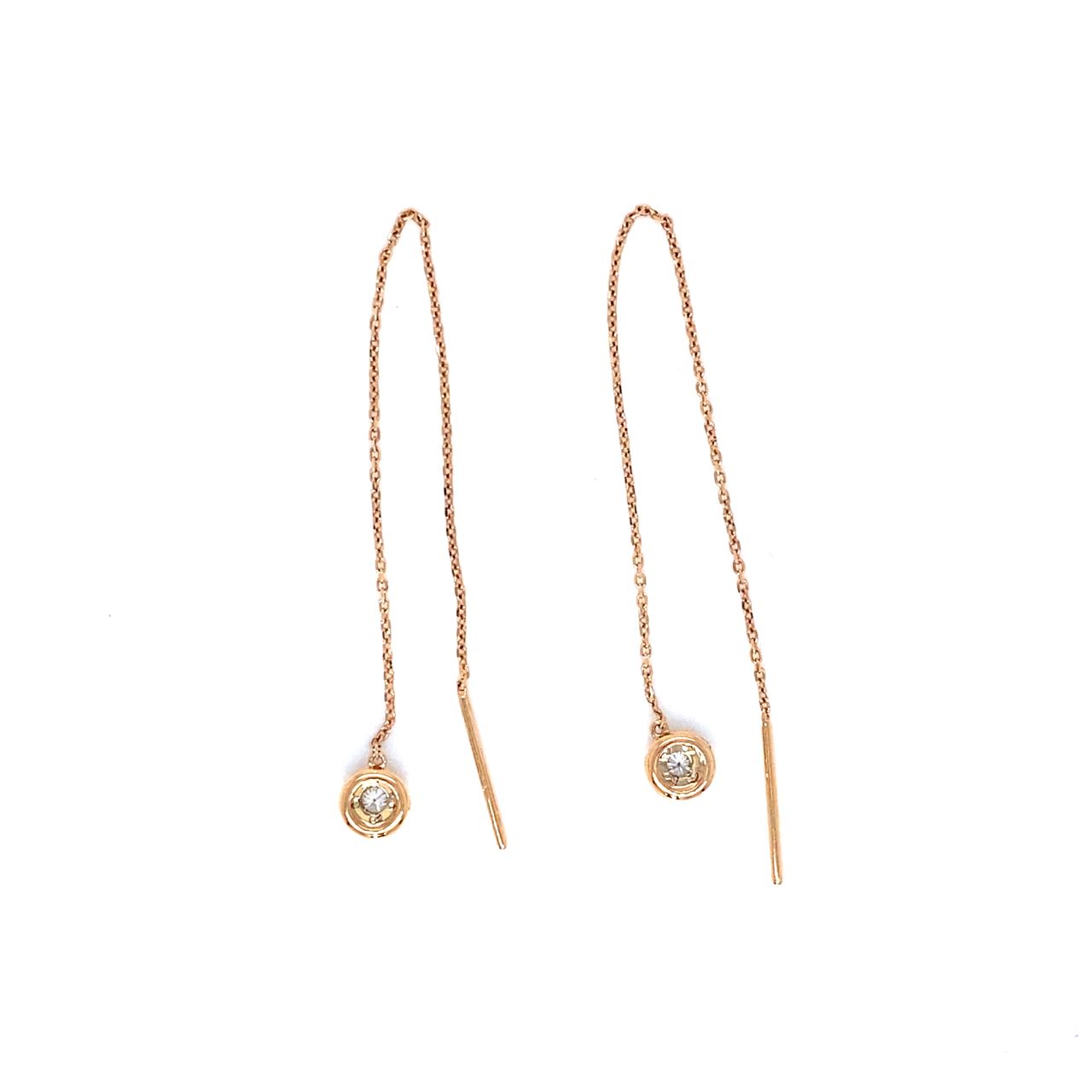 18K Rose Gold Dangle Swing Illusion Round Earrings