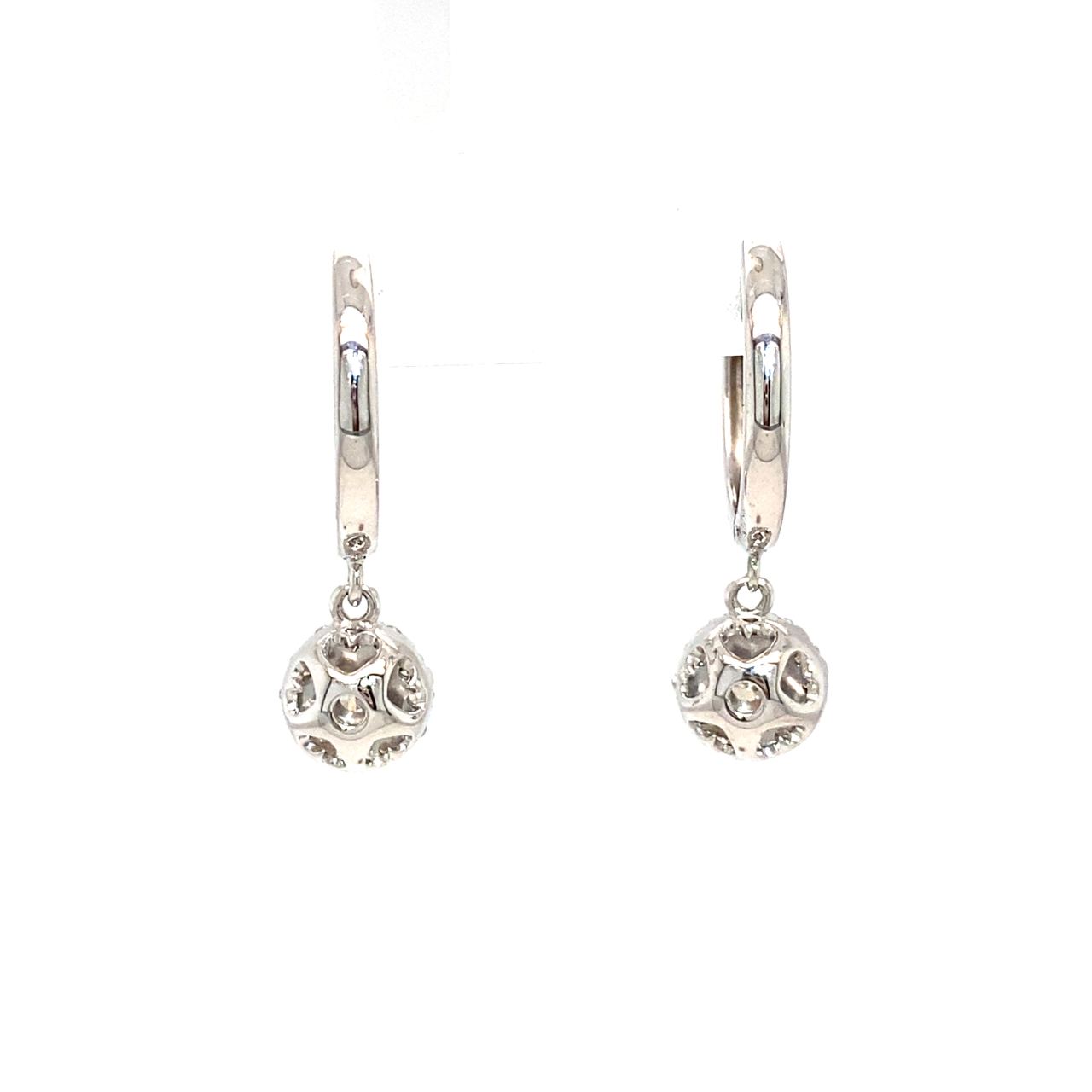 18K White Gold Dangle Bezel Diamond Earrings