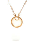 18K Rose Gold Plain Mother of Pearl Round Necklace