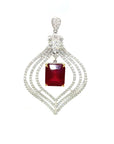 18K WhiteYellow Gold Ruby Diamond Pendant