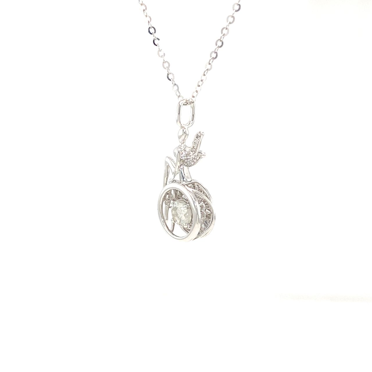 18K White Gold Fairytale Illusion Setting Dancing Stone Diamond Necklace