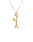 18K Rose Gold Stylish Wings Alphabet I Full Diamond Necklace