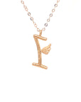 18K Rose Gold Stylish Wings Alphabet I Full Diamond Necklace