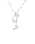 18K White Gold Stylish Wings Alphabet I Full Diamond Necklace