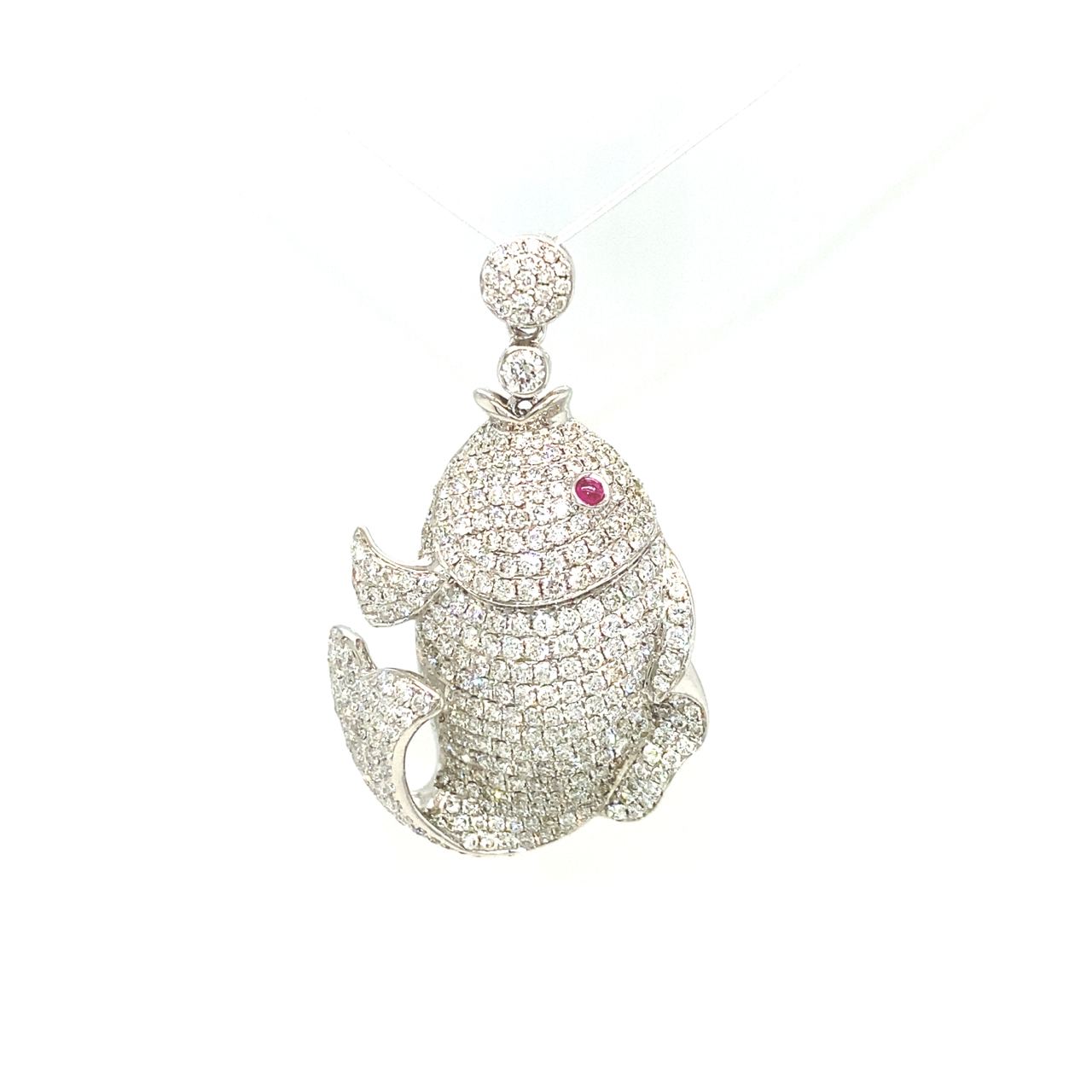 18K White Gold Fish Diamond Pendant