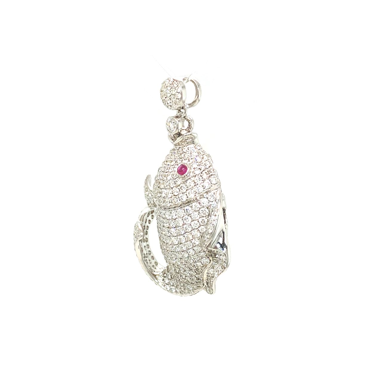 18K White Gold Fish Diamond Pendant
