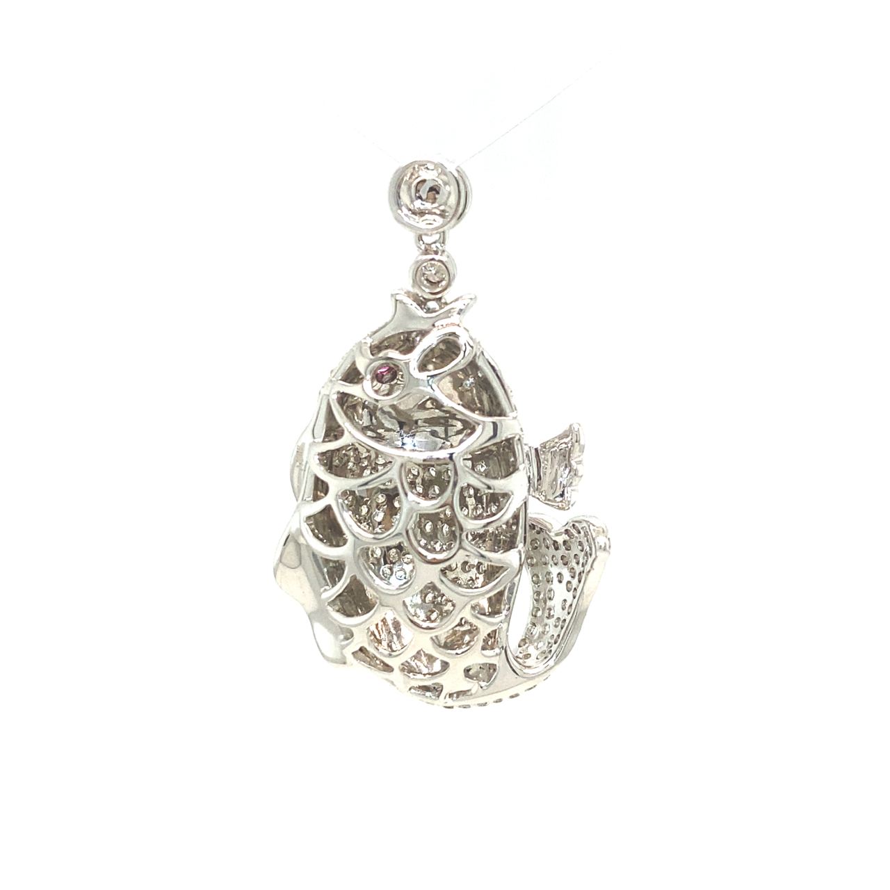 18K White Gold Fish Diamond Pendant