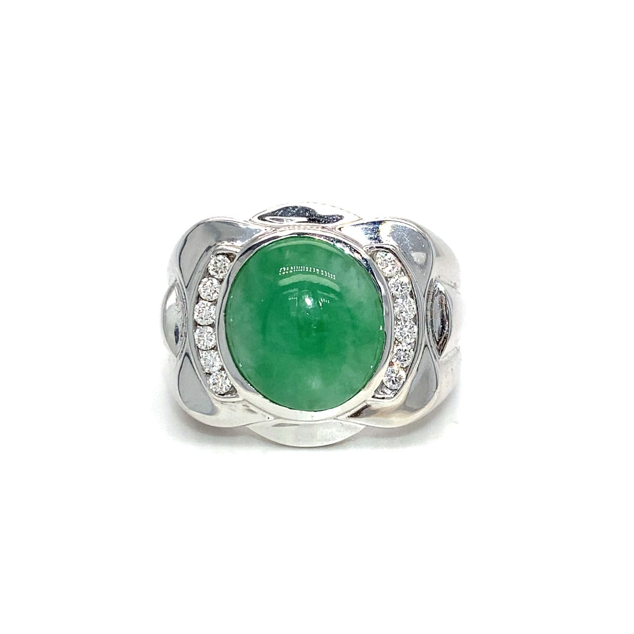 18K White Gold Jade Ring
