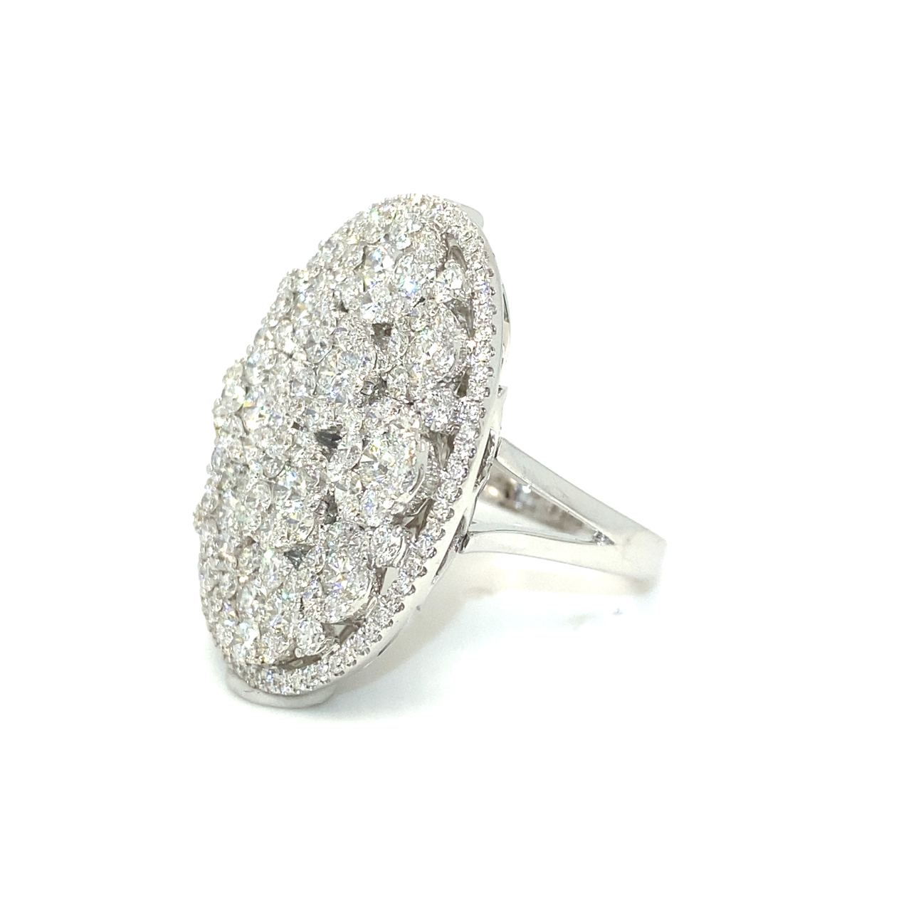 18K White Gold Edwardian Oval Mirror Cluster Diamond Ring