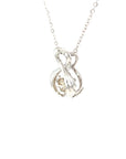 18K White Gold Double Swans Dancing Stone Diamond Necklace