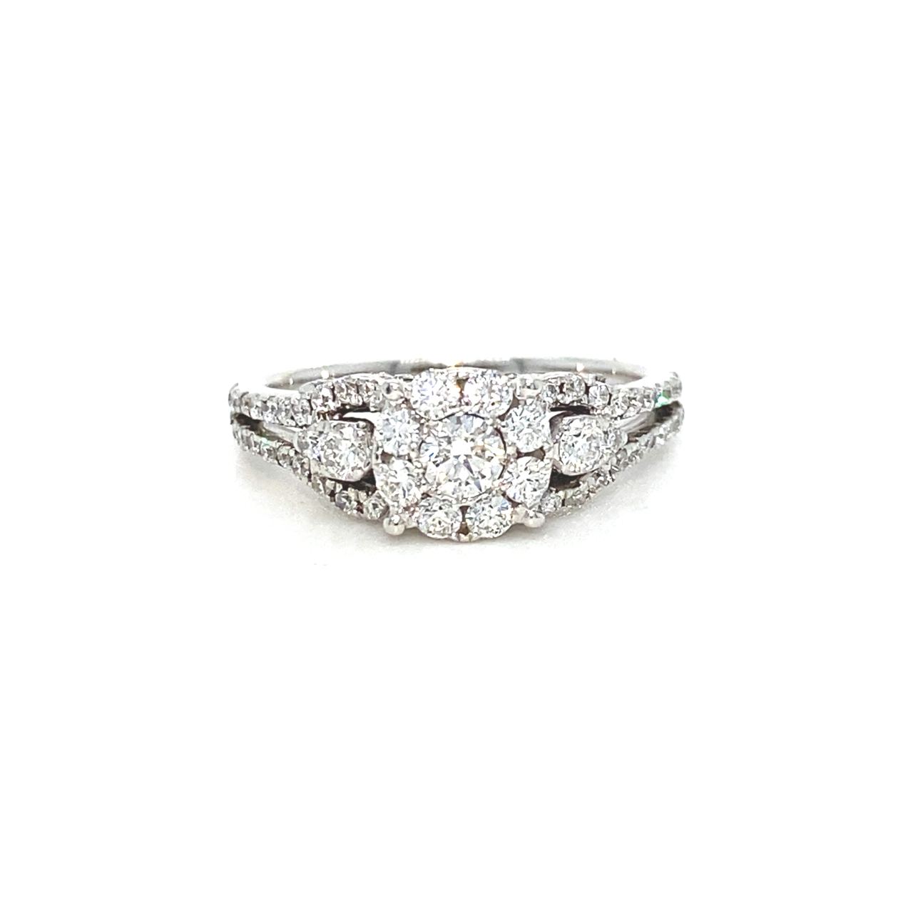 18K Rose Gold Flat Flower Cluster Lace Diamond Ring
