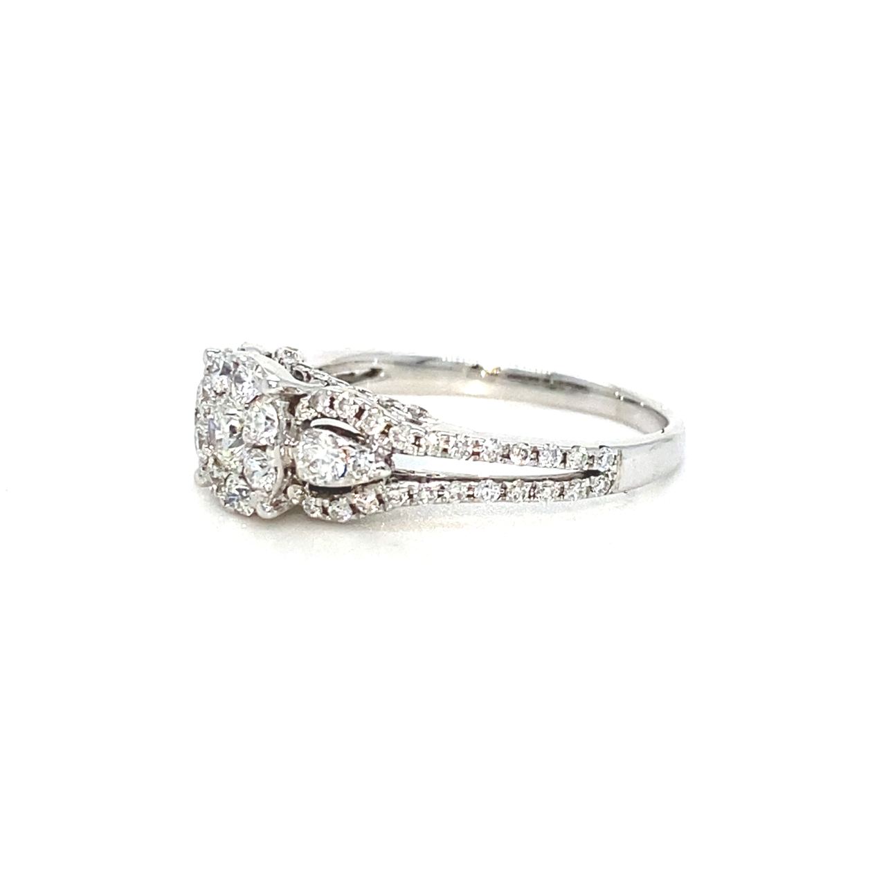 18K Rose Gold Flat Flower Cluster Lace Diamond Ring