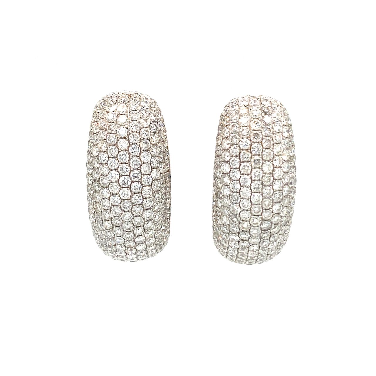 18K White Gold Bubble Max Hoop Diamond Earrings