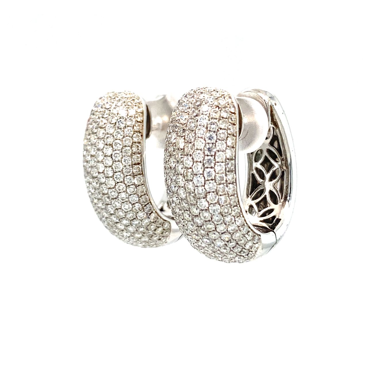 18K White Gold Bubble Max Hoop Diamond Earrings