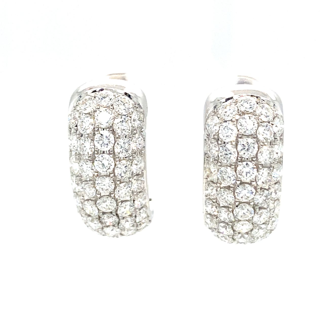 18K White Gold Hoop Diamond Earrings