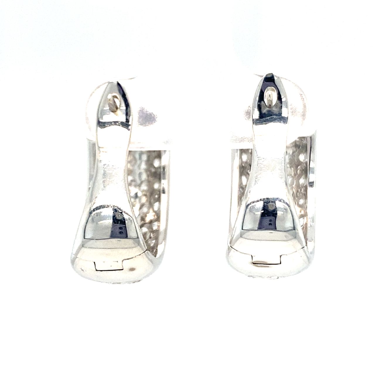 18K White Gold Hoop Diamond Earrings