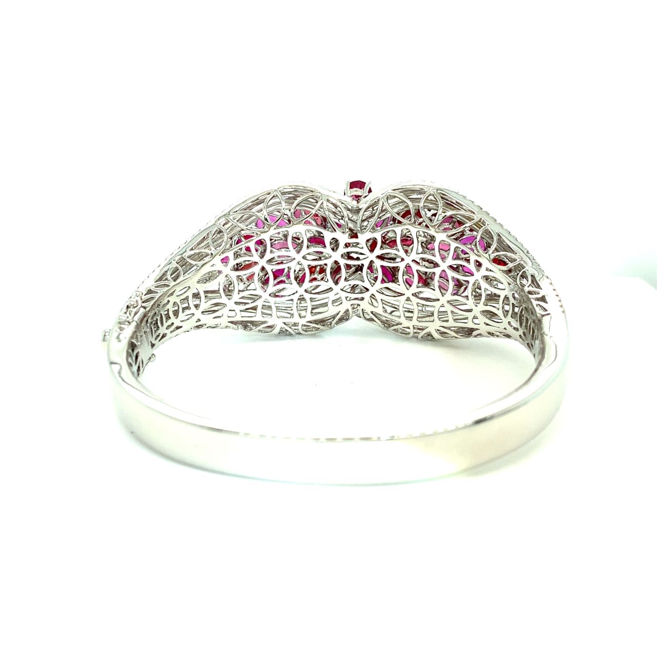 18K White Gold Ultra Mega Oval Ruby Party Glam Bangles