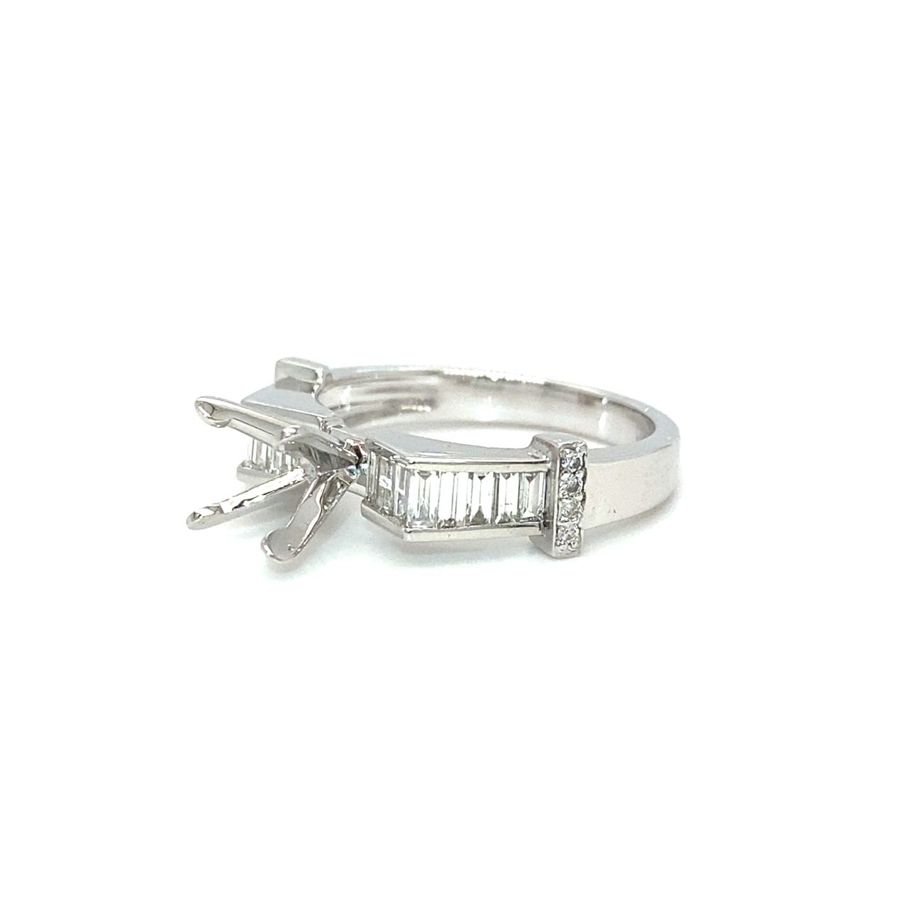 18K White Gold Ever Mountain Baguette Diamond Ring Mounting