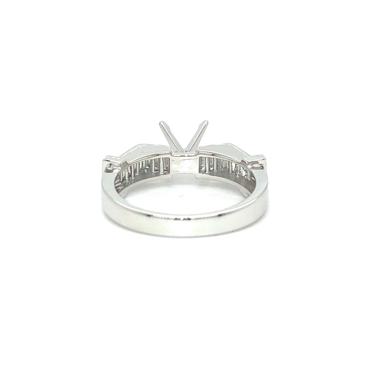 18K White Gold Ever Mountain Baguette Diamond Ring Mounting