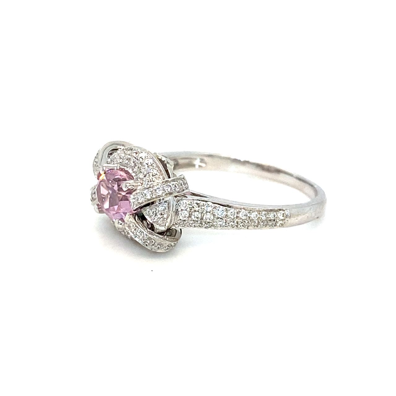 18K White Gold Pink Sapphire Diamond Ring
