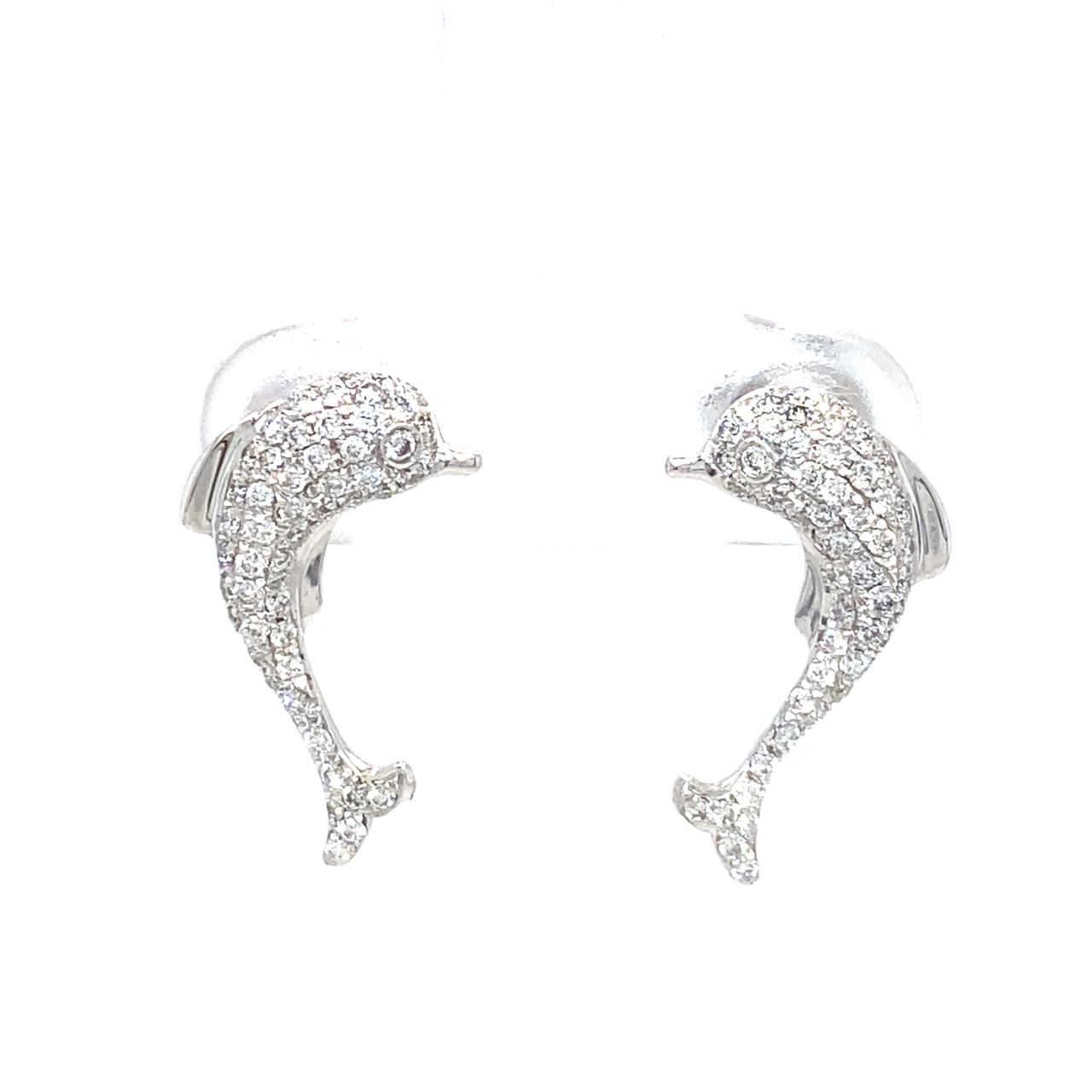18K White Gold Diamond Earring