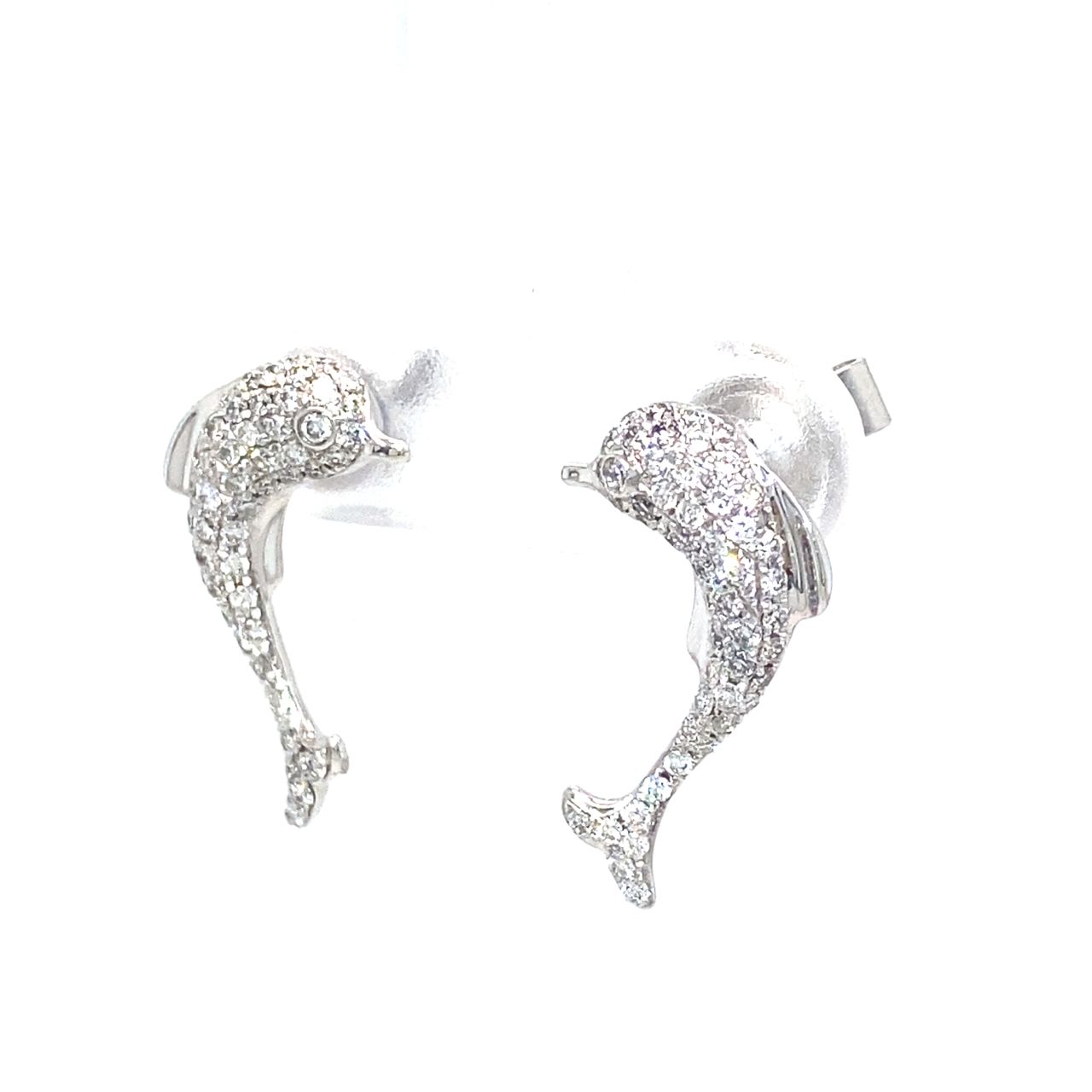 18K White Gold Diamond Earring