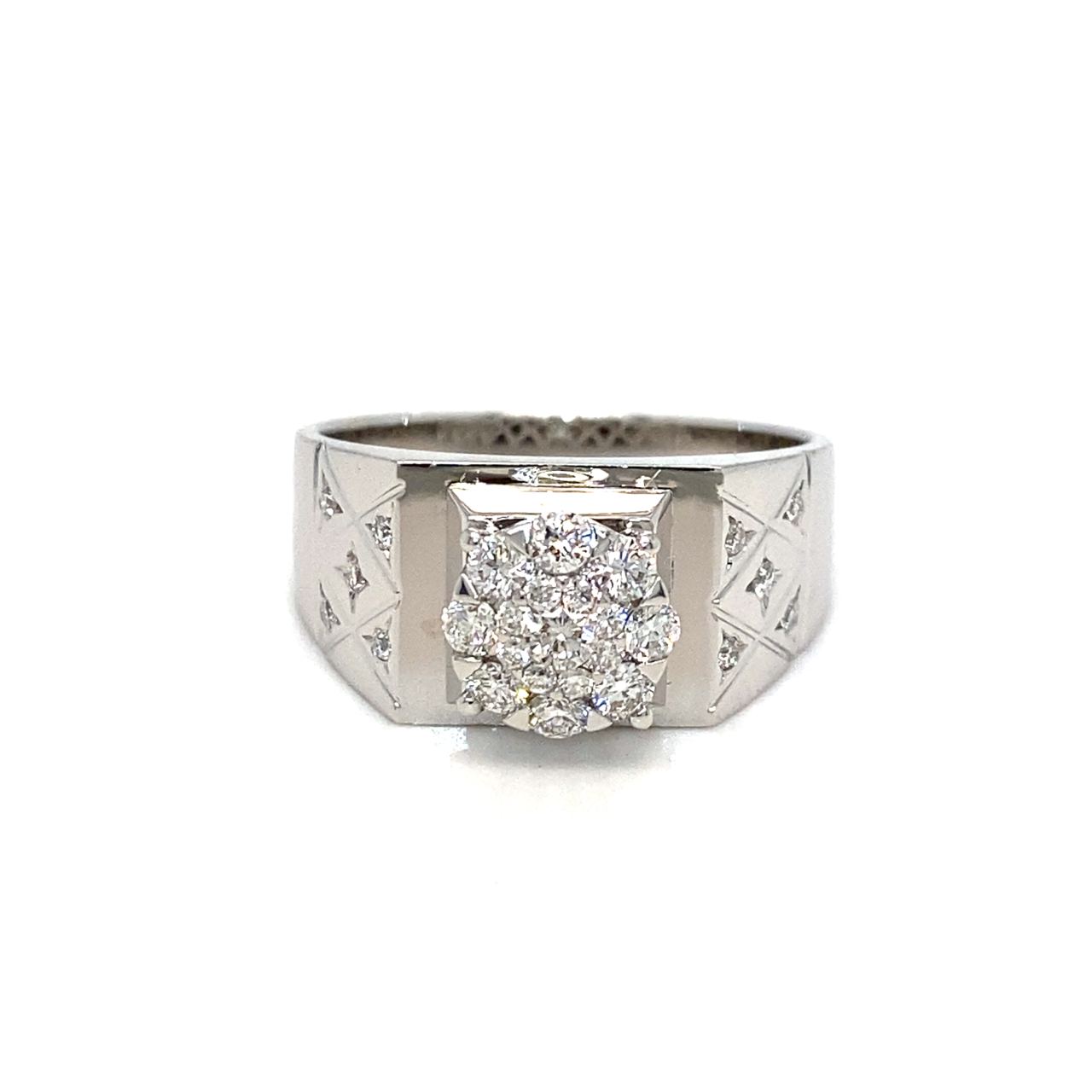 18K White Gold Diamond Men&#39;s Ring