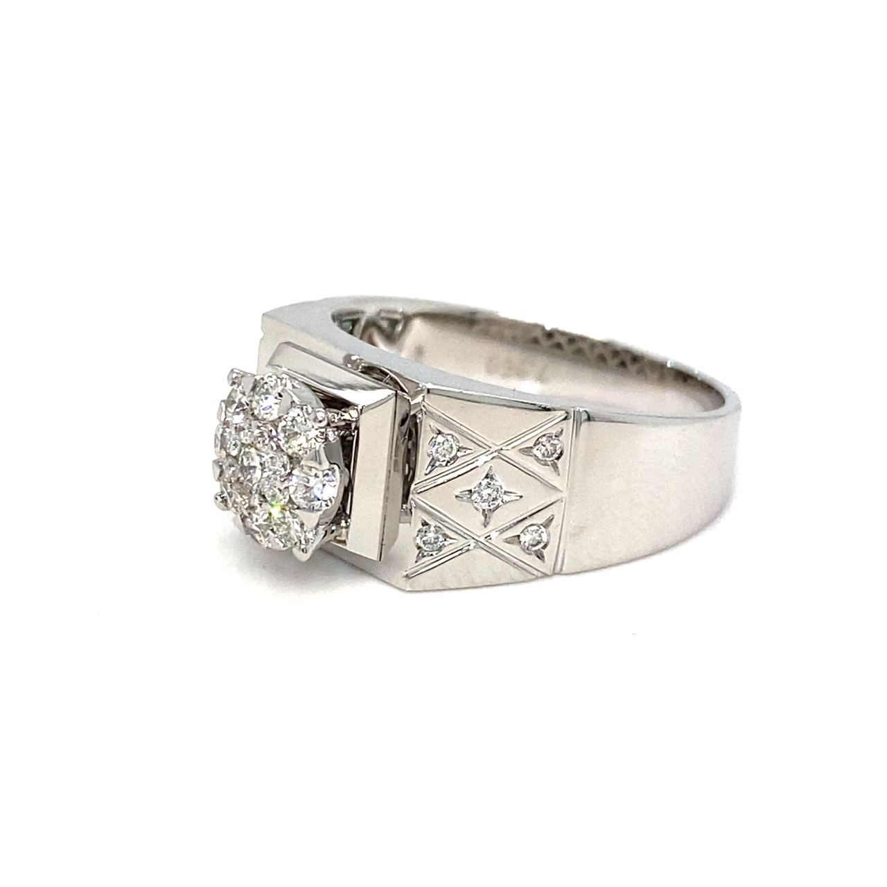 18K White Gold Diamond Men&#39;s Ring