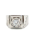 18K White Gold Diamond Men's Ring