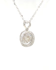 18K White Gold Oval Illusion Setting Dancing Stone Diamond Necklace