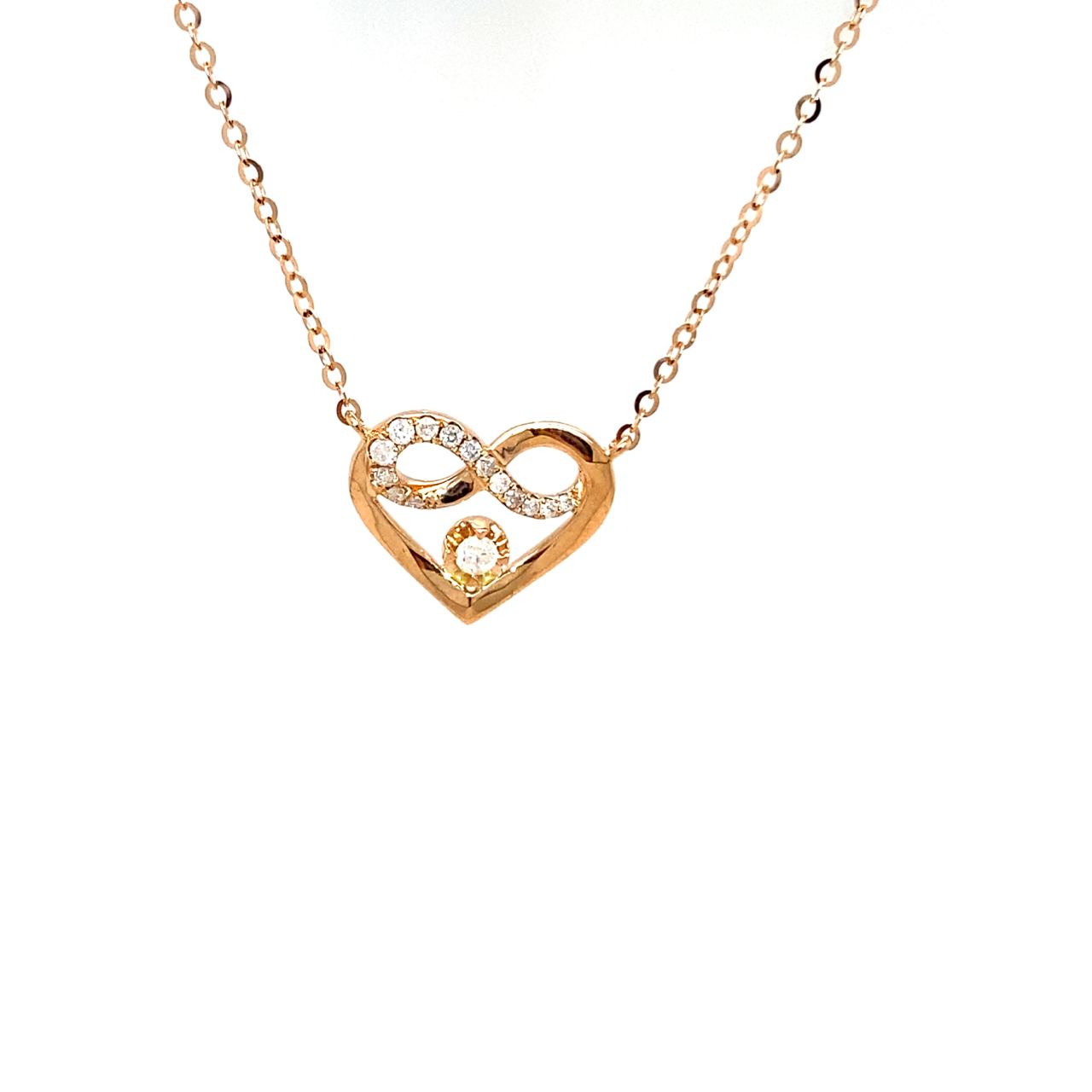 18K Rose Gold Twisted Heart Diamond Necklace